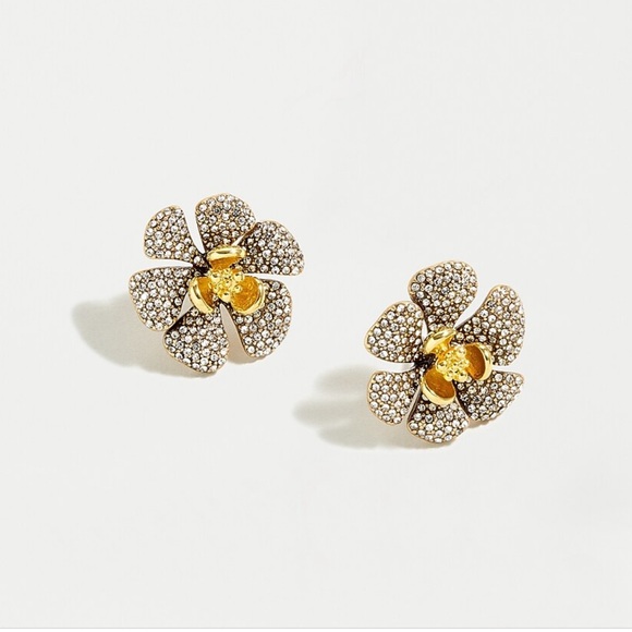 J. Crew Mini Icicle Flower Pave’ Earrings New! - Picture 7 of 8
